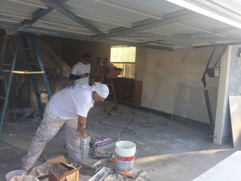 Rapid Repair Drywall working on Garage Drywall in Encinitas CA